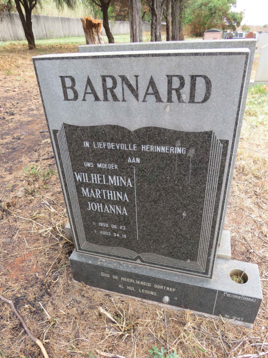 BARNARD Wilhelmina Marthina Johanna 1950-2003