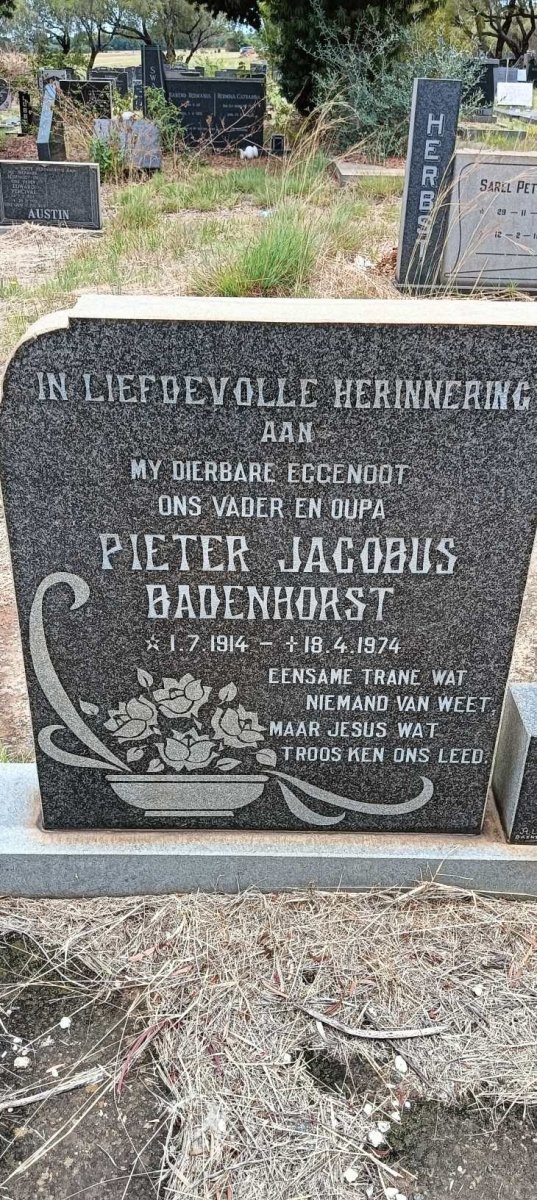 BADENHORST Pieter Jacobus 1914-1974