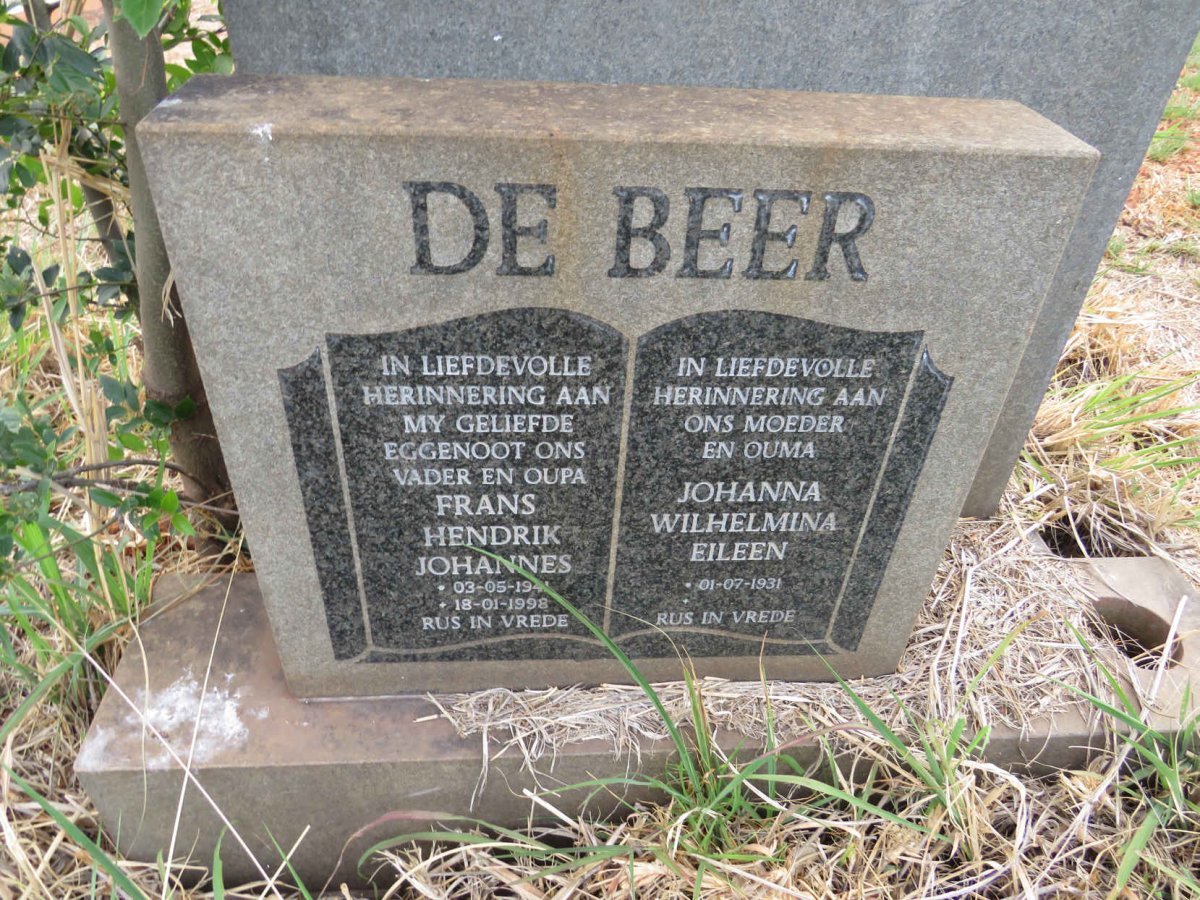 BEER Frans Hendrik Johannes, de 194?-1998 & Johanna Wilhelmina Eileen 1931-
