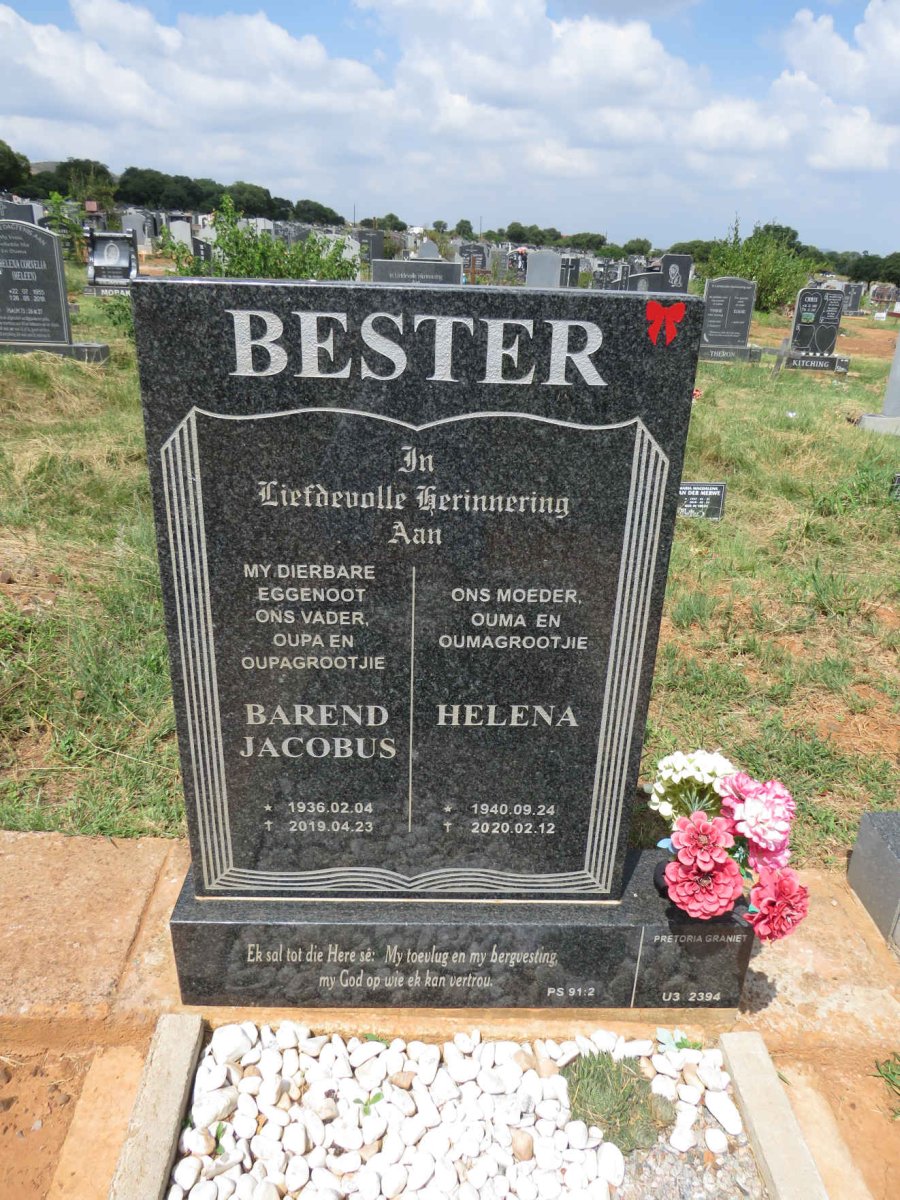BESTER Barend Jacobus 1936-2019 & Helena 1940-2020