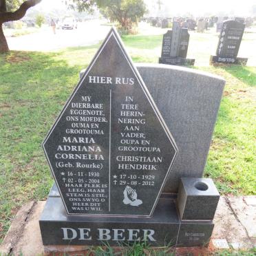 BEER Christiaan Hendrik, de 1929-2012 & Maria Adriana Cornelia ROURKE 1930-2004