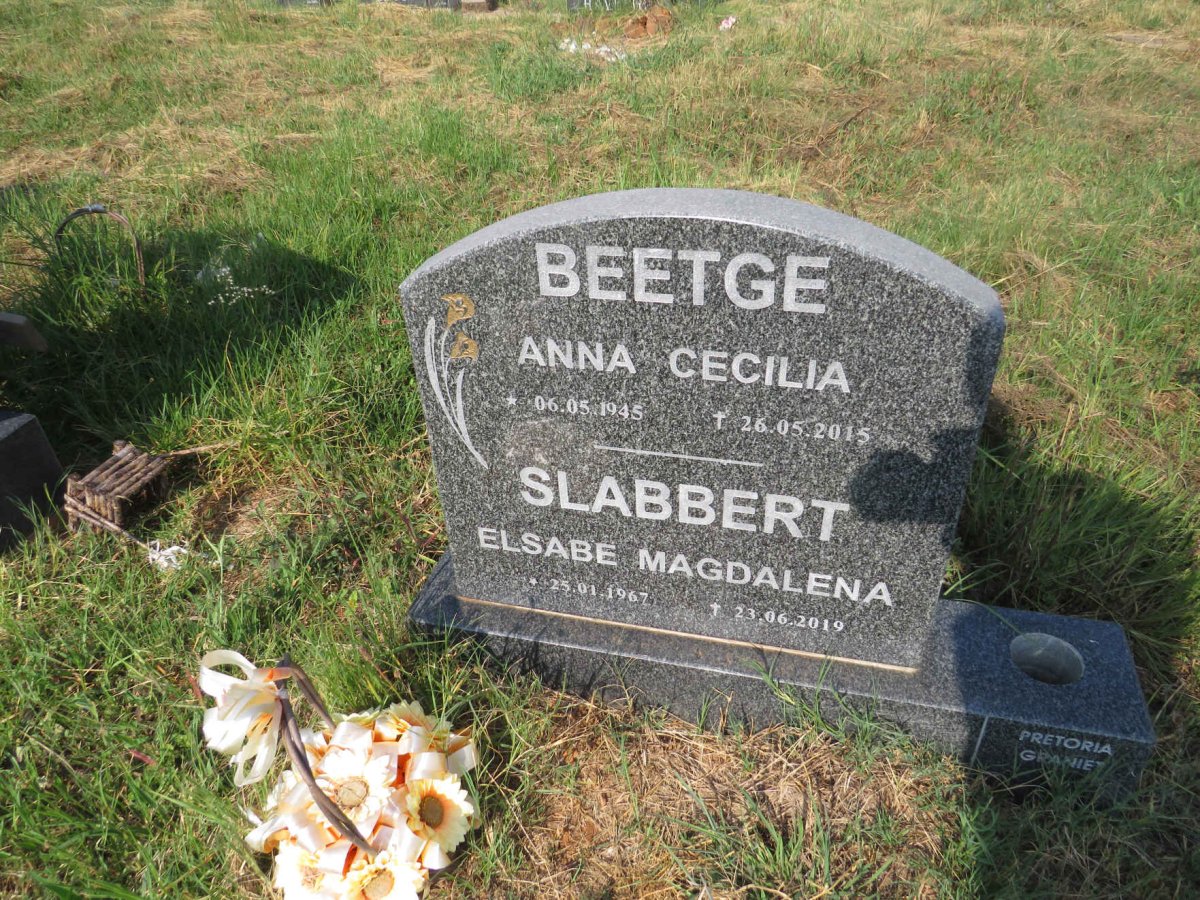 BEETGE Anna Cecilia 1945-2015 :: SLABBERT Elsabe Magdalena 1967-2019