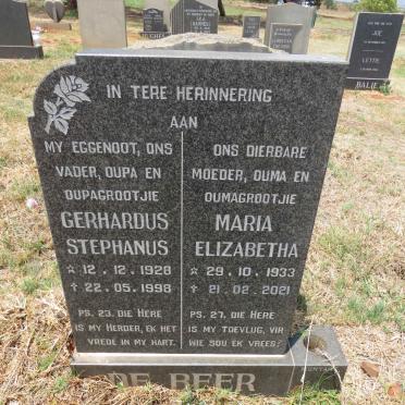 BEER Gerhardus Stephanus, de 1928-1998 & Maria Elizabeth 1933-2021