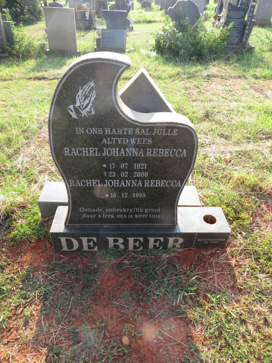 BEER Rachel Johanna Rebecca, de 1921-2000 :: DE BEER Rachel Johanna Rebecca 1955- 