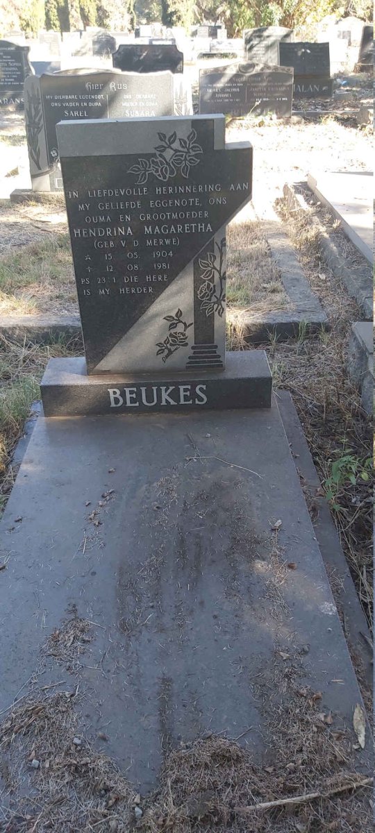 BEUKES Hendrina Magaretha nee V.D. MERWE 1904-1981