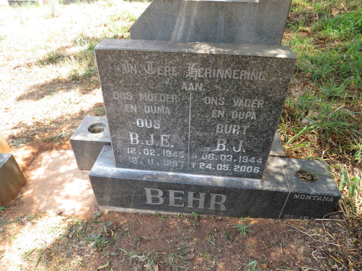 BEHR B.J. 1944-2006 & B.J.E. 1945-1997