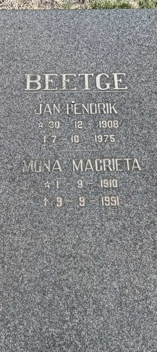 BEETGE Jan Hendrik 1908-1975 & Mona Magrieta 1910-1991
