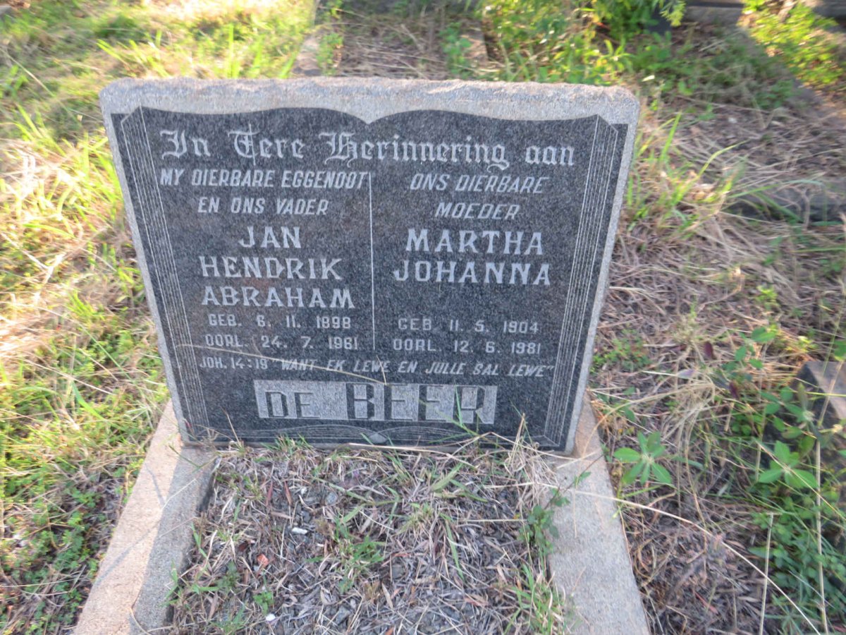BEER Jan Hendrik Abraham, de 1898-1961 & Martha Johanna 1904-1981