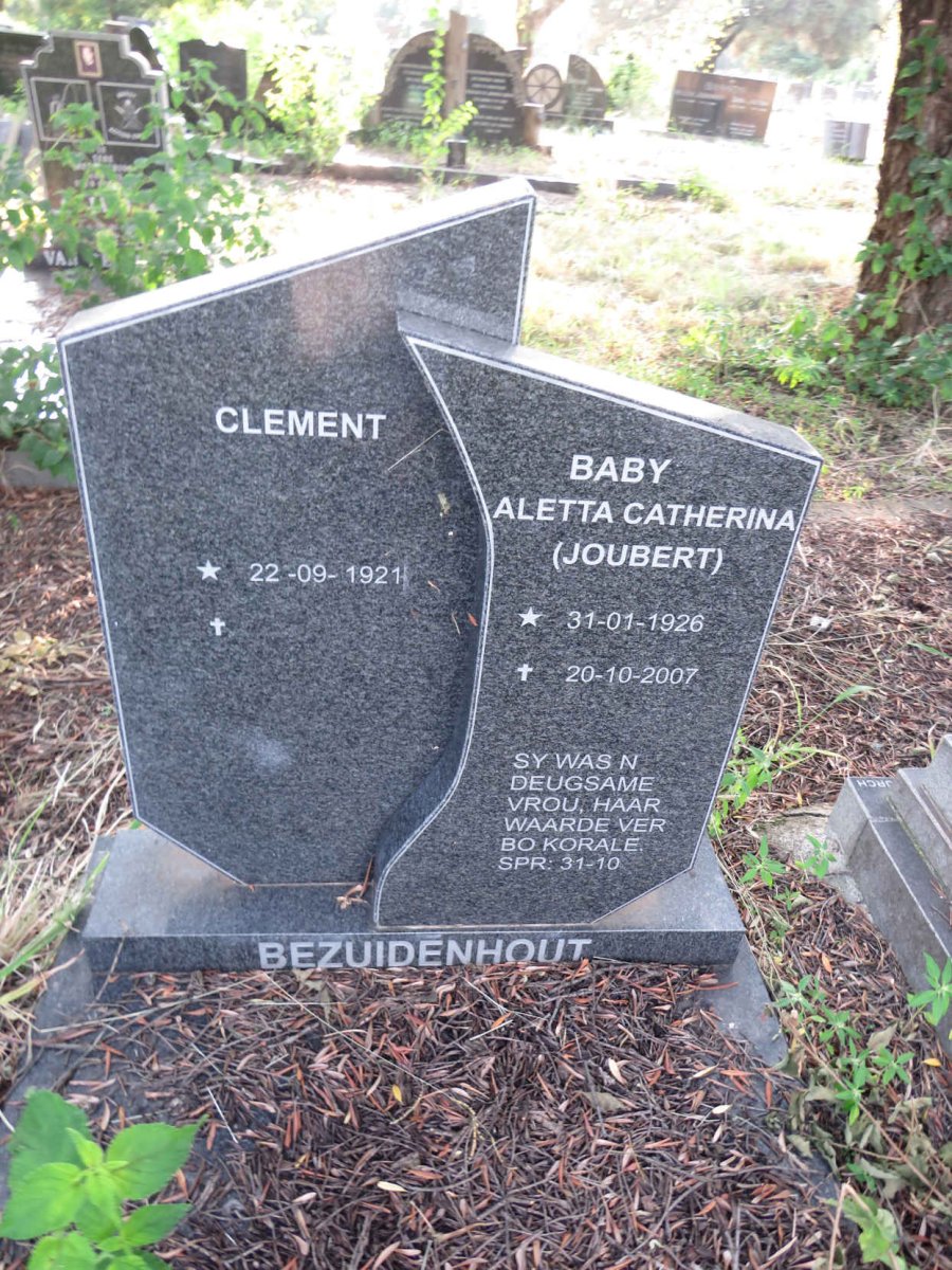 BEZUIDENHOUT Clement 1921- & Aletta Catherina JOUBERT 1926-2007