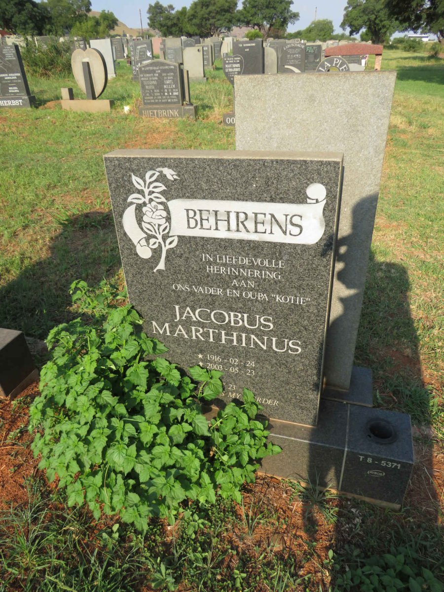 BEHRENS Jacobus Marthinus 1916-2003