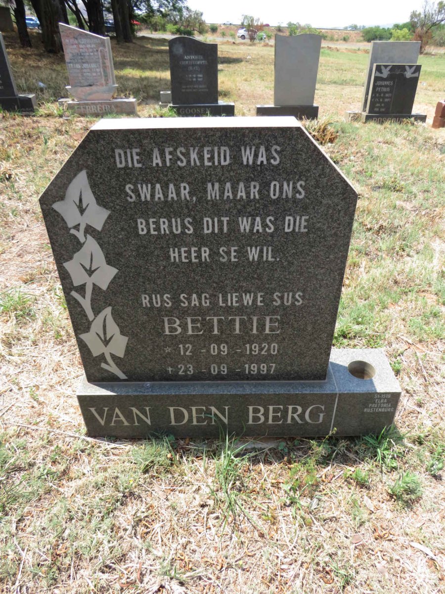 BERG Bettie, van den 1920-1997
