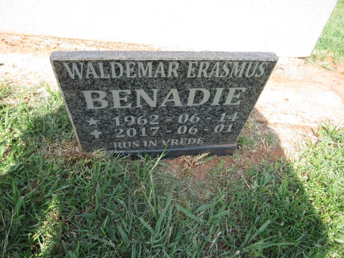 BENADIE Waldemar Erasmus 1962-2017