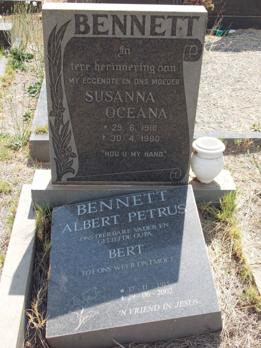 BENNETT Albert Petrus 1915-2002 &amp; Susanna Oceana 1918-1980
