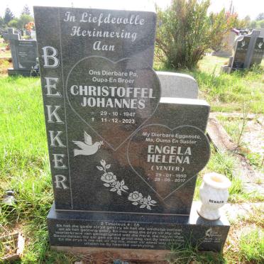 BEKKER Christoffel Johannes 1947-2023 & Engela Helena VENTER 1950-2017