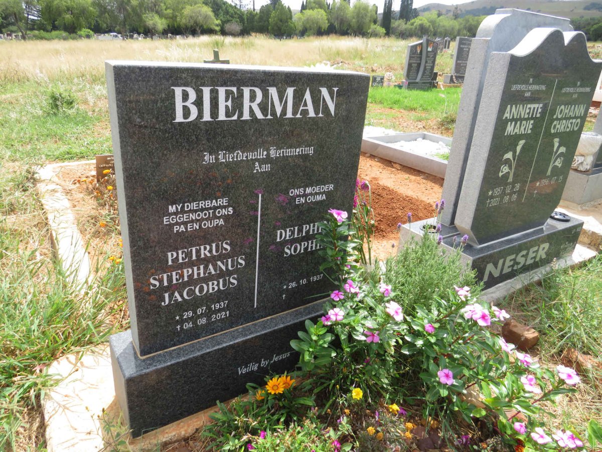 BIERMAN Petrus Stephanus Jacobus 1937-2021 & Delphina Sophia 1937- 