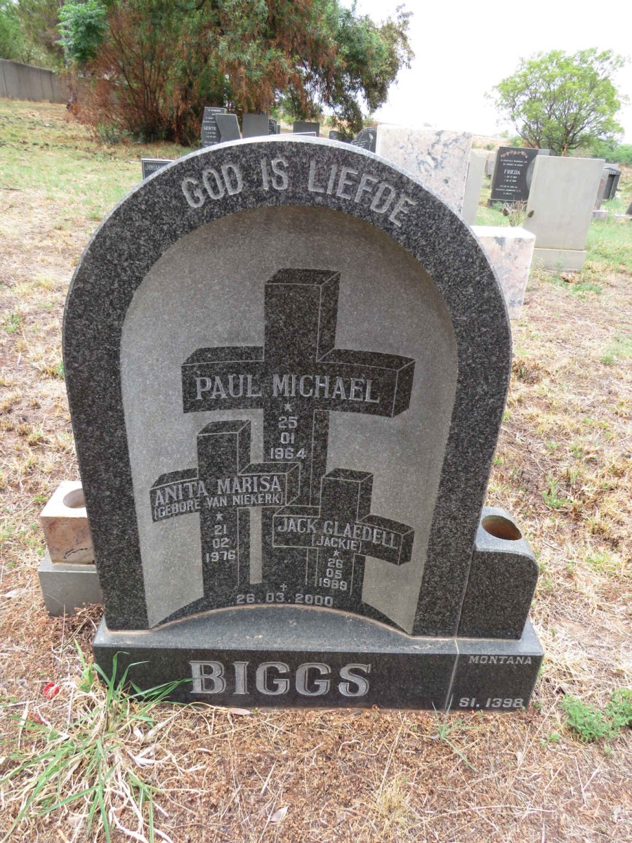 BIGGS Paul Michael 1964-2000 & Anita Marisa VAN NIEKERK 1976 -2000 :: BIGGS Jack Glaedell 1989-2000