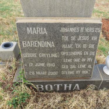 BOTHA Maria Barendina nee GREYLING 1910-2000