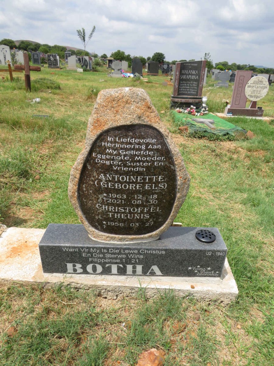 BOTHA Christoffel Theunis 1956- & Antoinette ELS 1963-2021