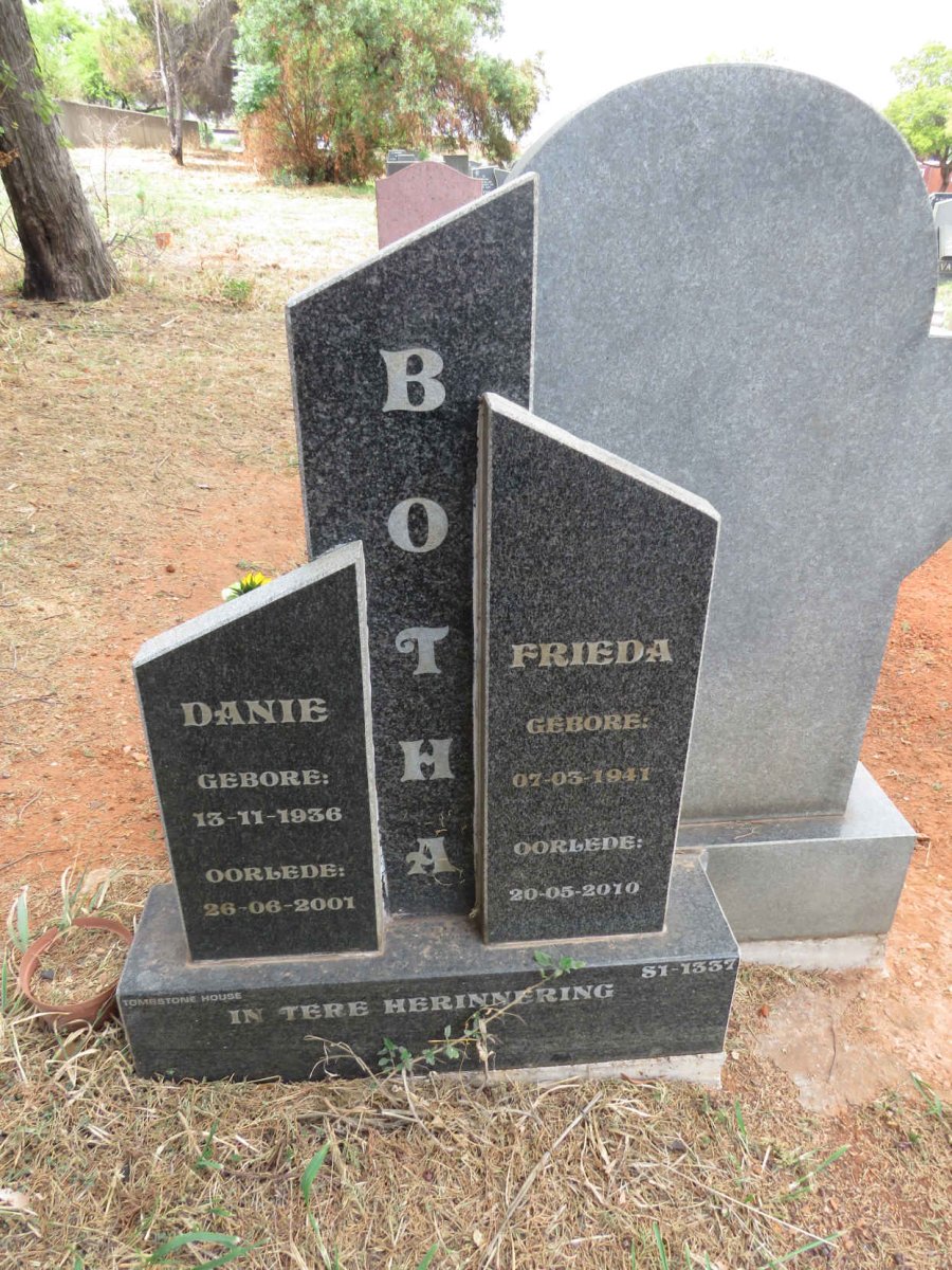 BOTHA Danie 1936-2001 & Frieda 1941-2010