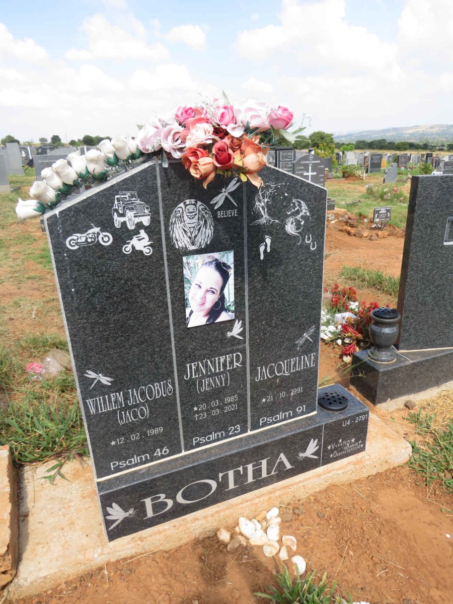BOTHA  Jennifer 1985-2021 :: BOTHA Willem Jacobus 1989- :: BOTHA Jacqueline 1991- 