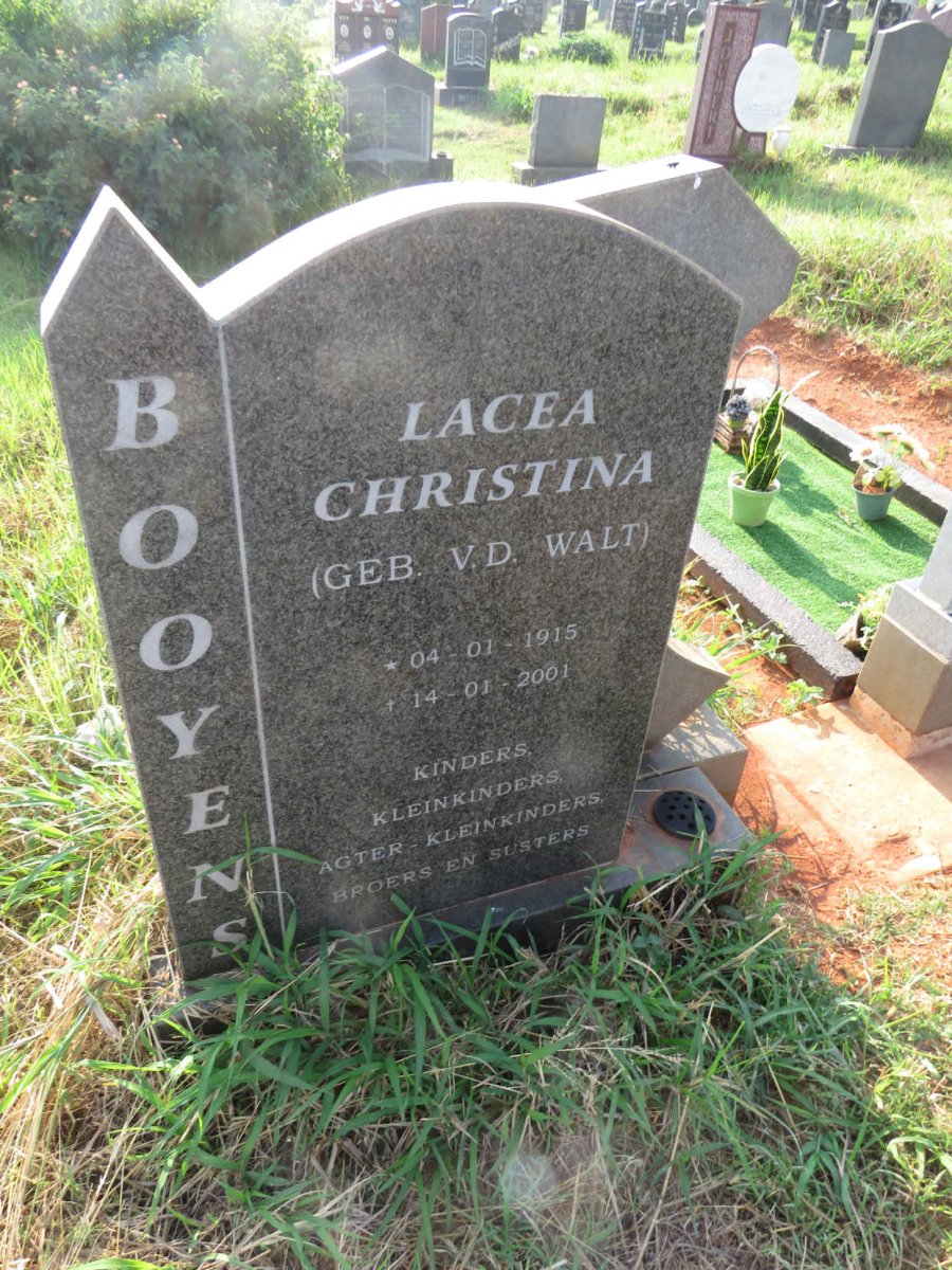 BOOYENS Lacea Christina nee V.D. WALT 1915-2001