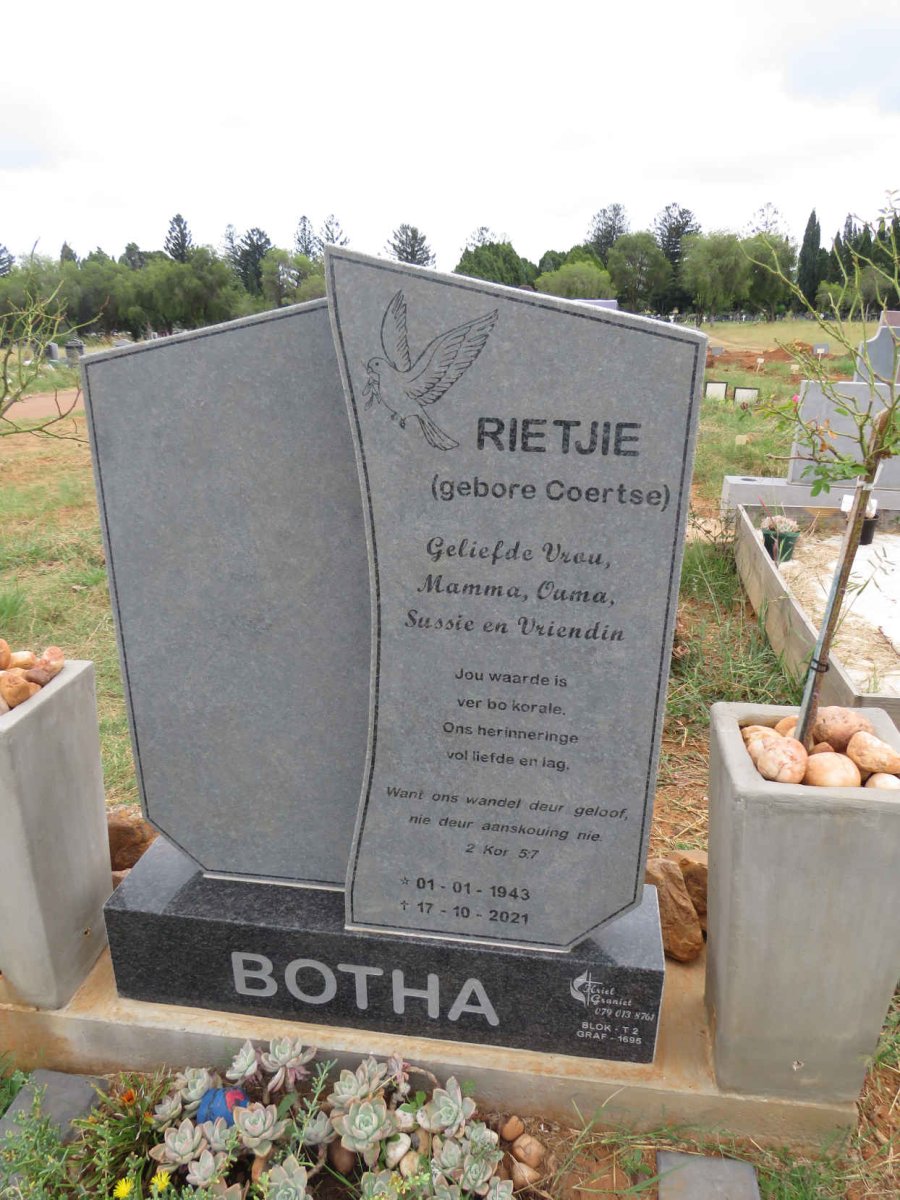 BOTHA Rietjie nee COERTSE 1943-2021
