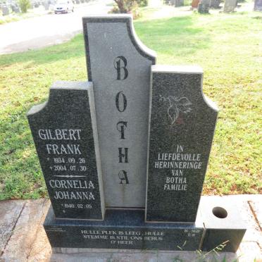 BOTHA Gilbert Frank 1934-2004 & Cornelia Johanna 1940-