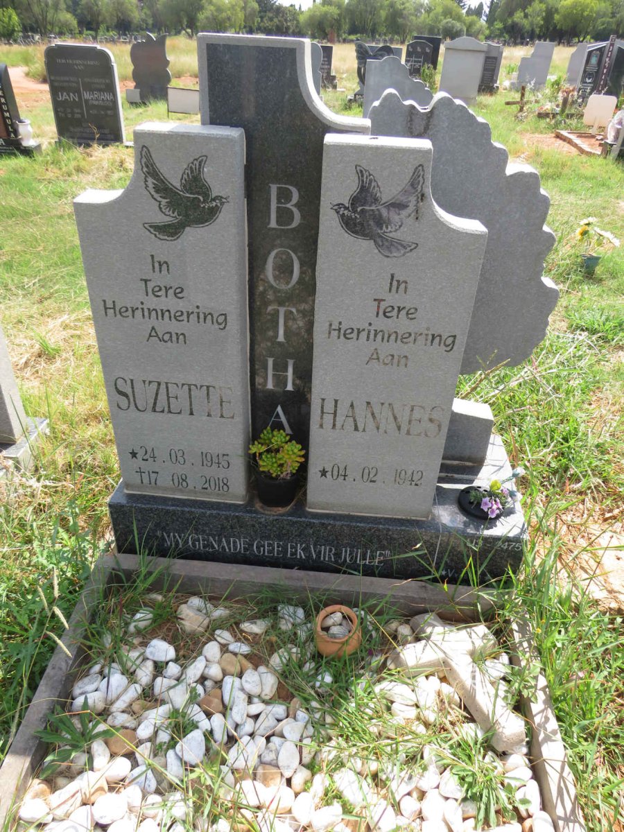 BOTHA Hannes 1942- & Suzette 1945-2018