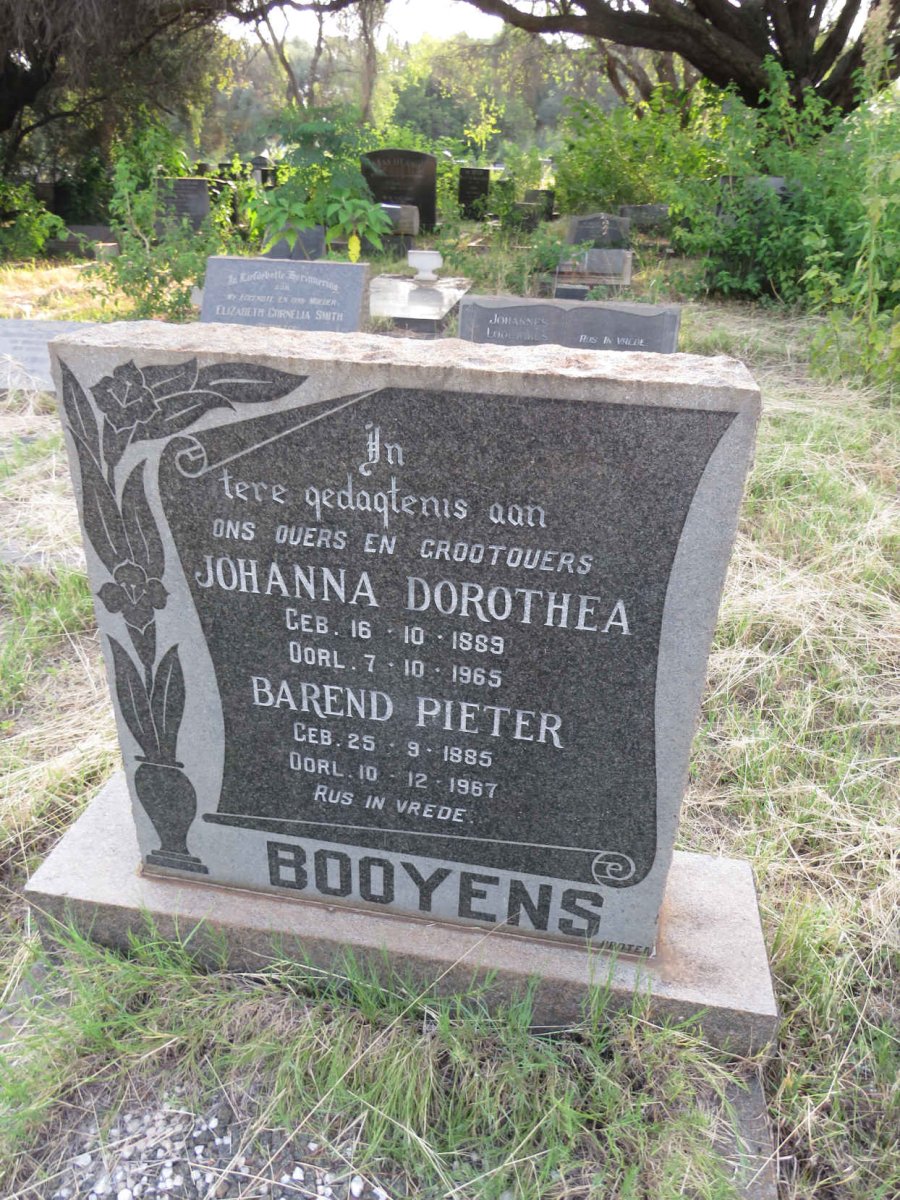 BOOYENS Barend Pieter 1885-1967 & Johanna Dorothea 1889-1965
