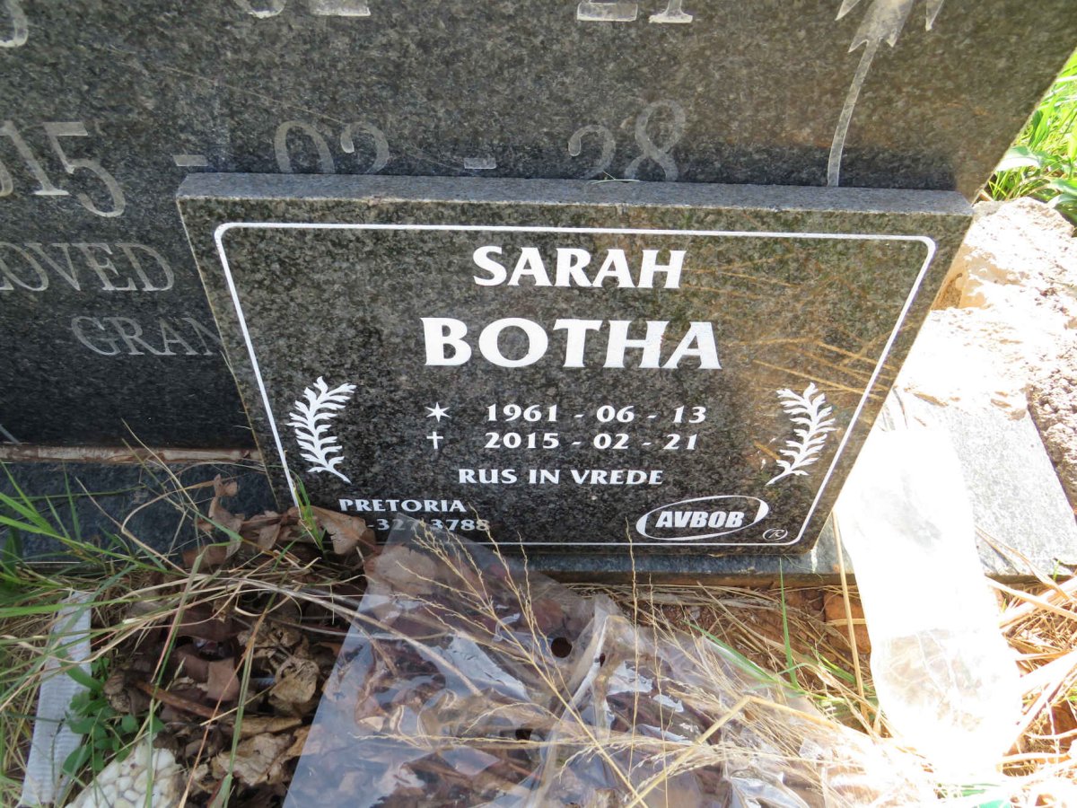 BOTHA Sarah 1961-2015