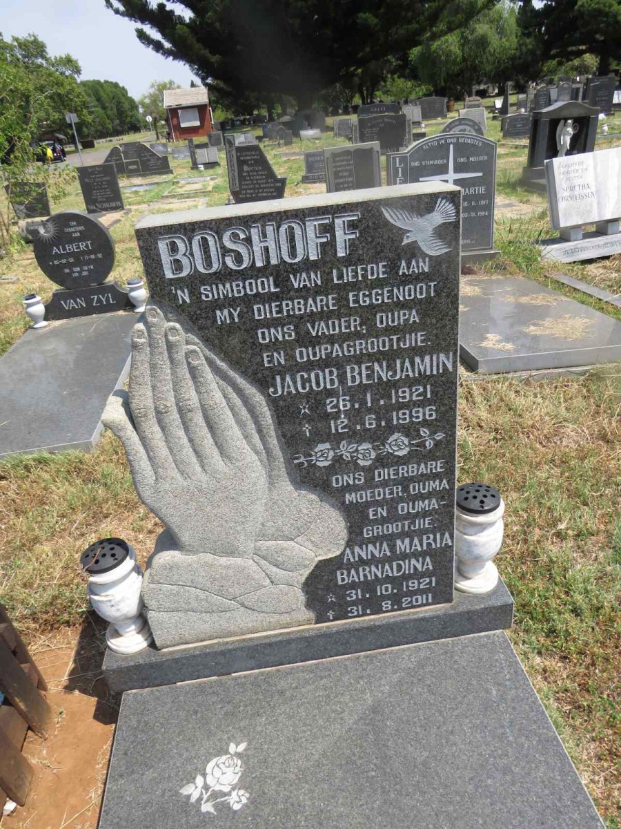 BOSHOFF Jacob Benjamin 1921-1996 & Anna Maria Barnadina 1921-2011