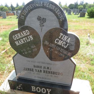 BOOY Gerard Martijn 1934-2020 & C.M.C.J. JANSE VAN RENSBURG 1939- :: JANSE VAN RENSBURG S.M. 1943-2022