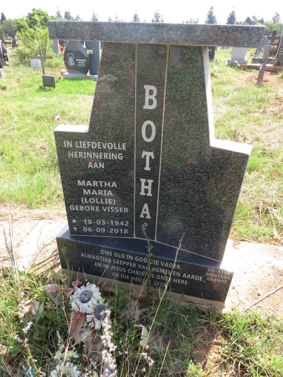 BOTHA Martha Maria nee VISSER 1942-2018