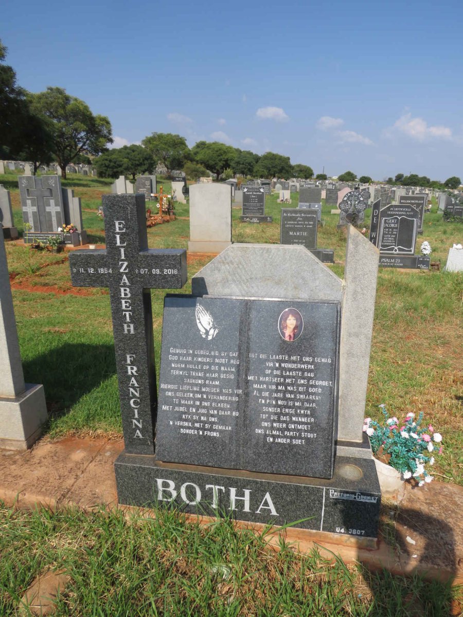 BOTHA Elizabeth Francina 1954-2016