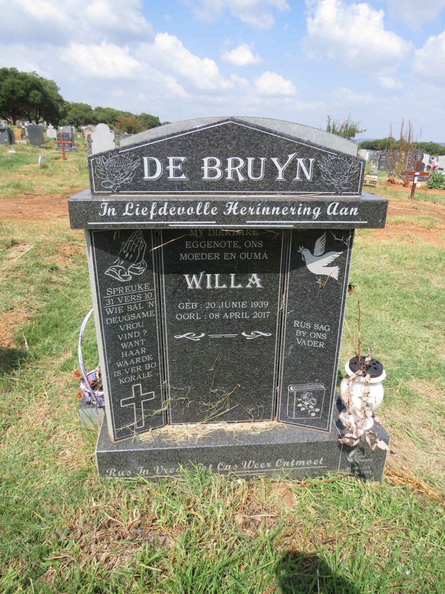 BRUYN Willa, de 1939-2017