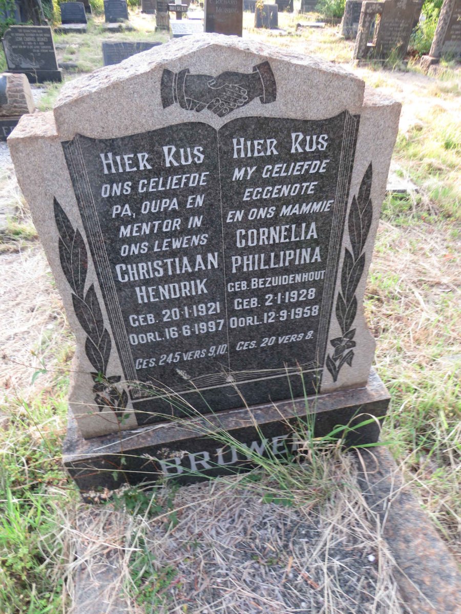BRUWER Christiaan Hendrik 1921-1997 & Cornelia Phillipina BEZUIDENHOUT 1928-1958