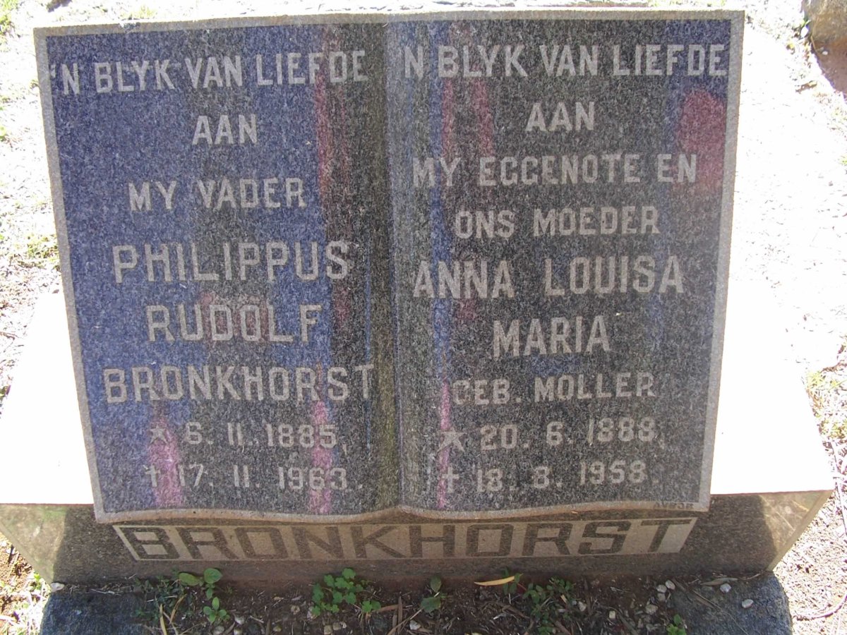 BRONKHORST Philippus Rudolf 1885-1963 &amp; Anna Louisa Maria MOLLER 1889-1958