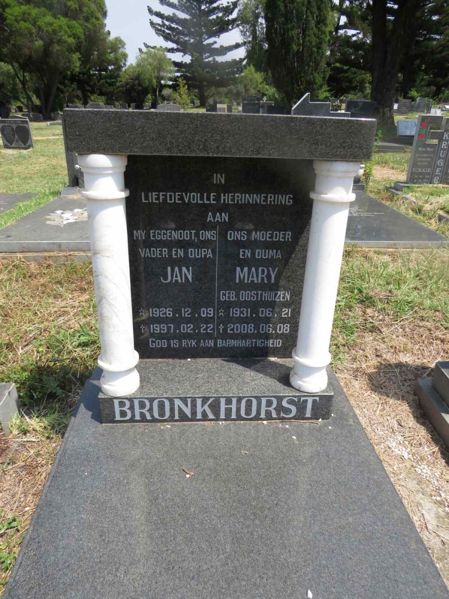 BRONKHORST Jan 1926-1997 & Mary OOSTHUIZEN 1931-2008 :: BRONKHORST Hendrik Abraham 1953-2016_1
