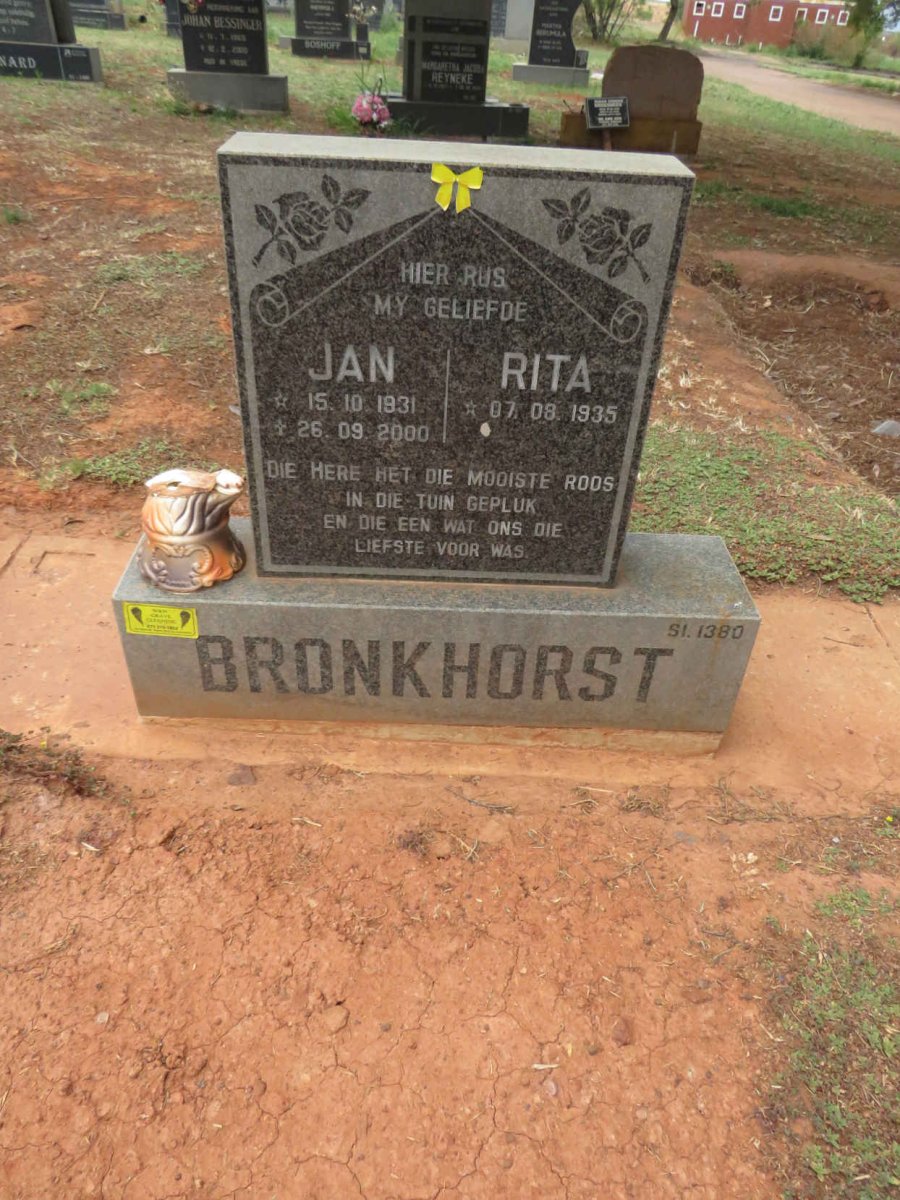 BRONKHORST Jan 1931-2000 & Rita 1935-
