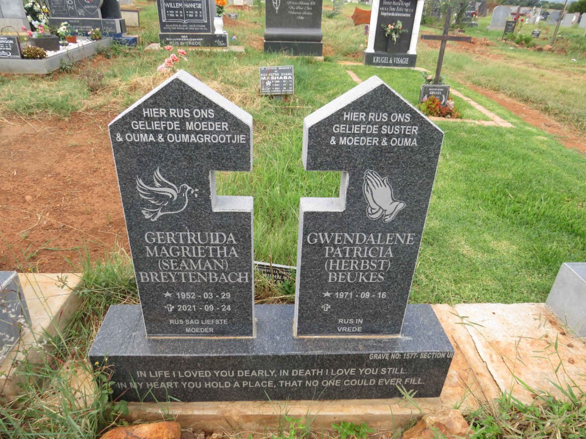 BREYTENBACH Gertruida Magrietha SEAMAN 1952-2021 :: BEUKES Gwendalene Patricia HERBST 1971-