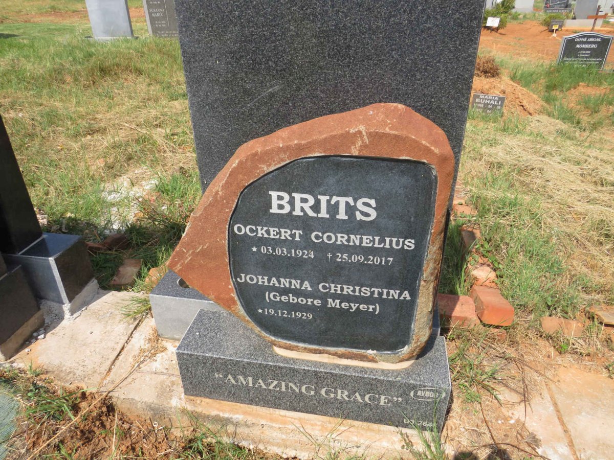 BRITS Ockert Cornelius 1924-2017 & Johanna Christina MEYER 1929- 