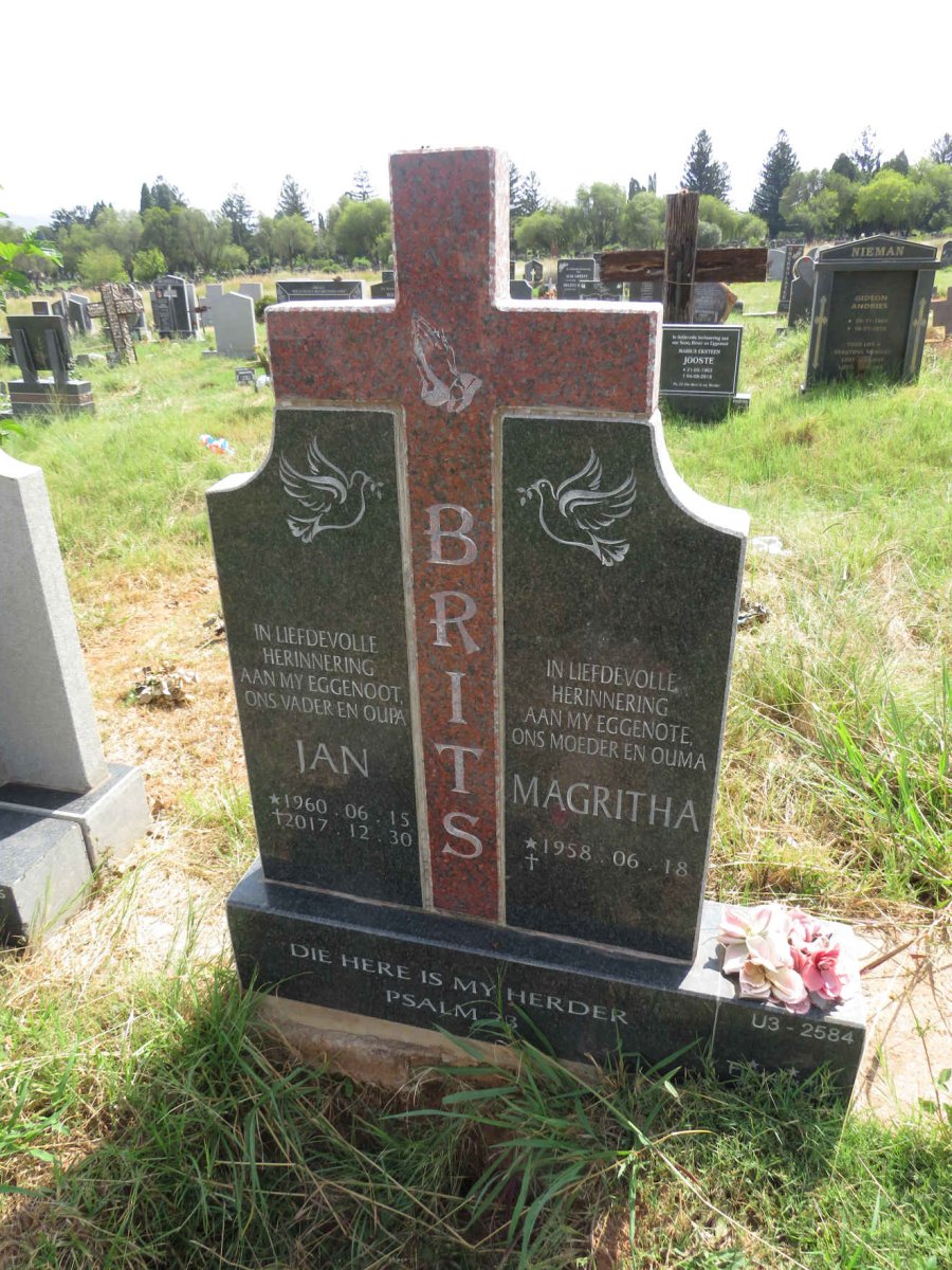 BRITS Jan 1960-2017 & Magritha 1958- 