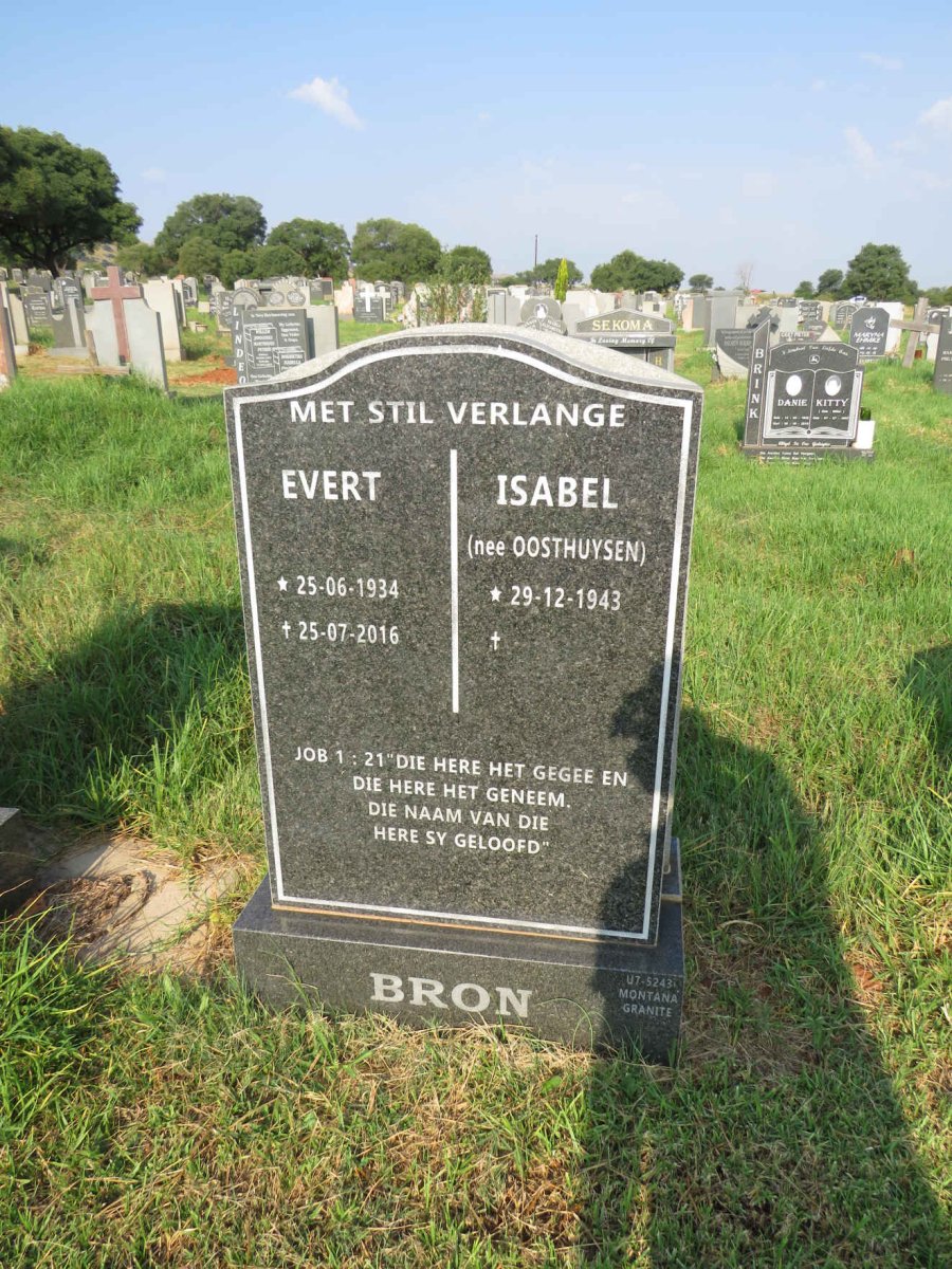 BRON Evert 1934-2016 & Isabel OOSTHUYSEN 1943-