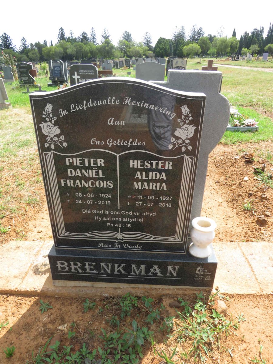 BRENKMAN Pieter Daniel Francois 1924-2019 & Hester Alida Maria 1927-2018