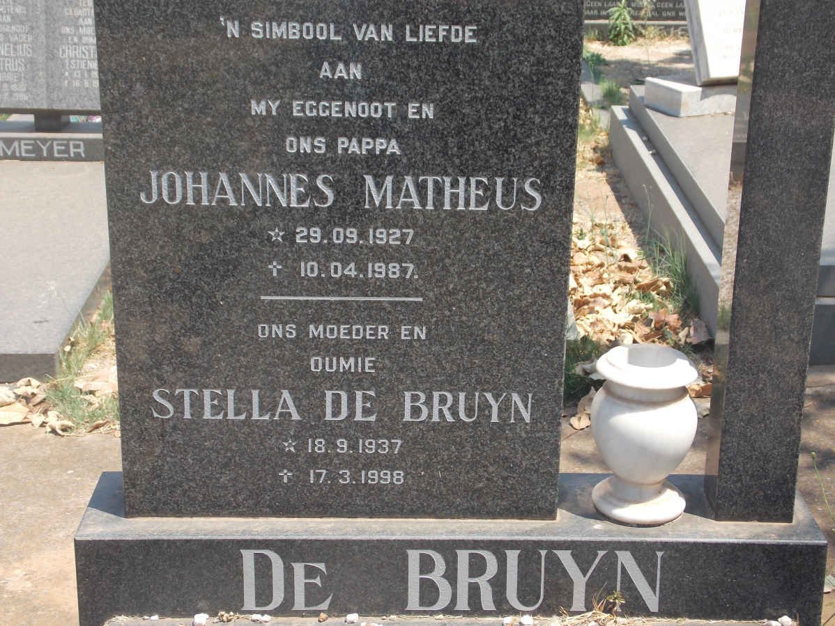 BRUYN Johannes Matheus, du 1927-1987 &amp; Stella 1937-1998