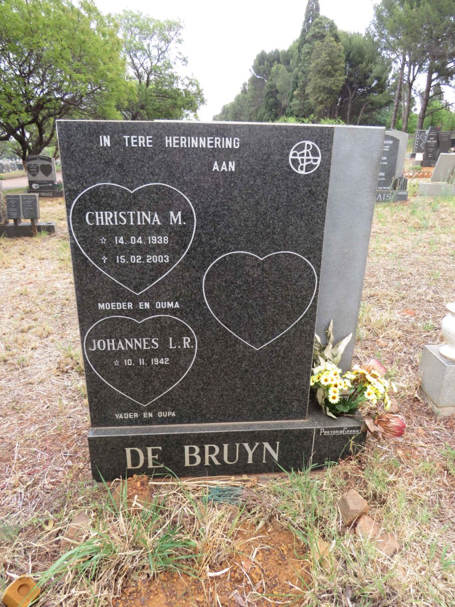 BRUYN Johannes L.R., de 1942-  & Christina M. 1938-2003