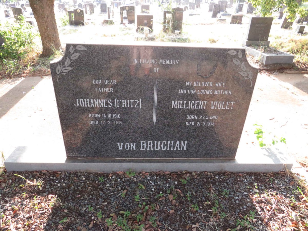 BRUGHAN Johannes, von 1910-1981 & Millicent Violet 1910-1974