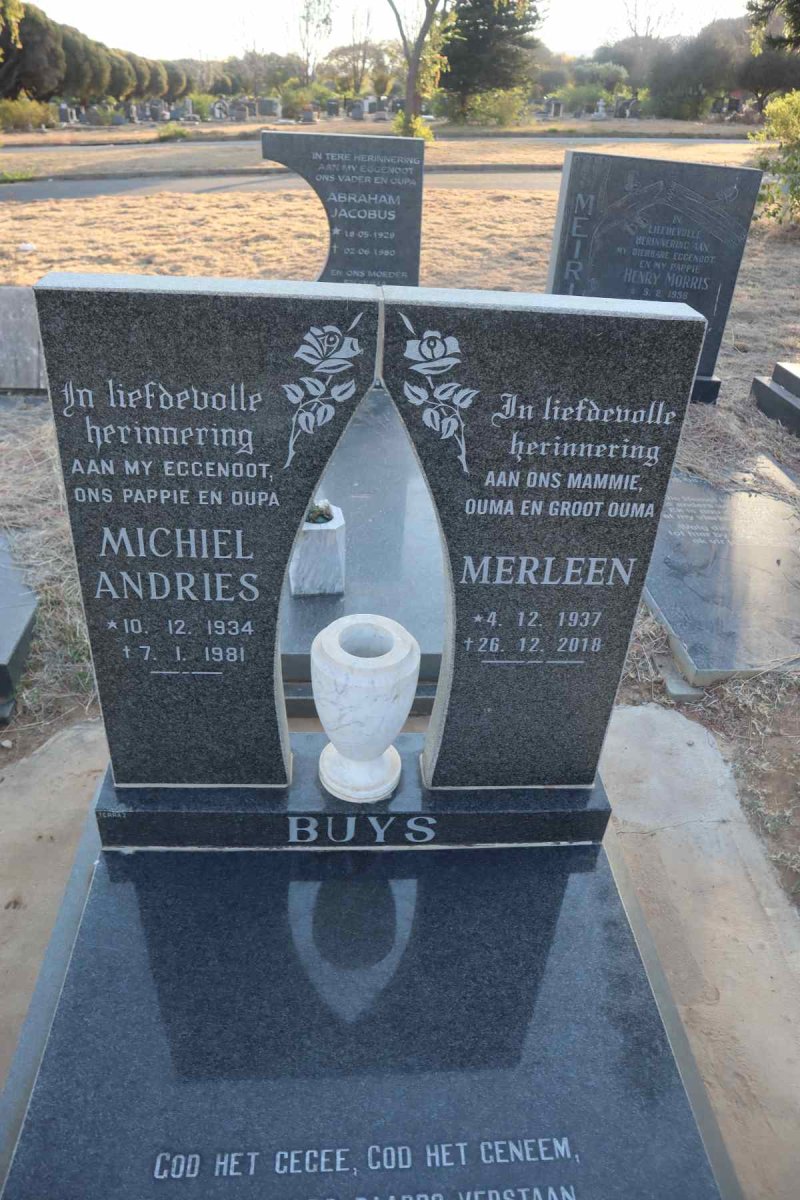BUYS Michiel Andries 1934-1981 & Merleen 1937-2018