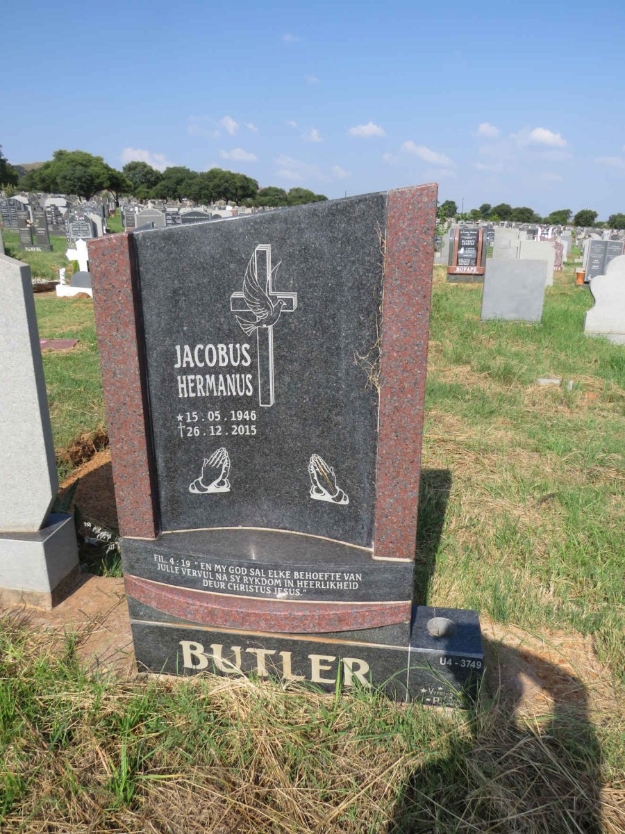 BUTLER Jacobus Hermanus 1946-2015