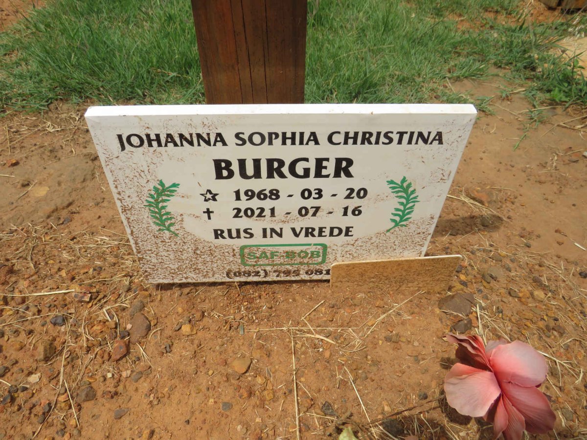 BURGER Johanna Sophia Christina 1968-2021 